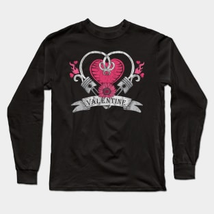 Valentine Biker Chick Crossed Pistons Long Sleeve T-Shirt